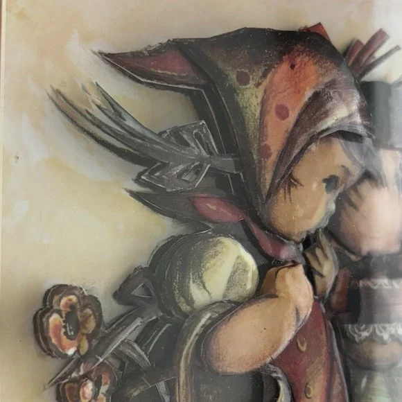 VTG 3D Decoupage Hummel Style Framed Art Two Children Artist Signed Cottagecore - Picture 6 of 14